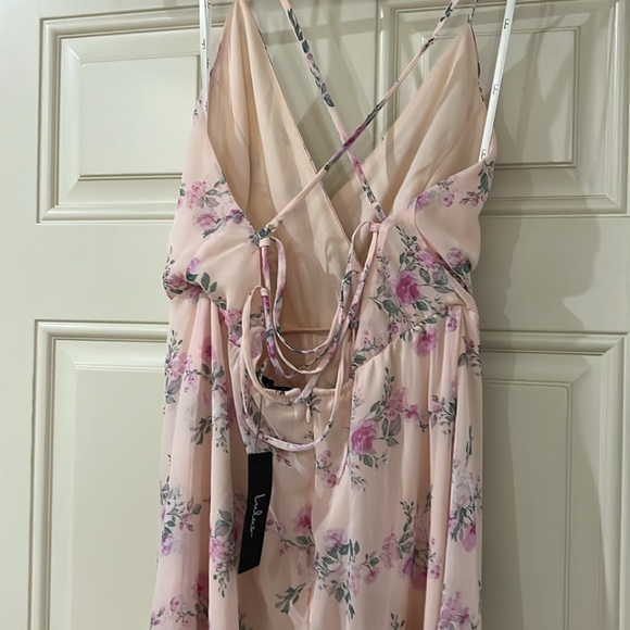 Lulus In Love Forever Blush Floral Lace-Up High-Low Maxi Dress - Picture 6 of 8